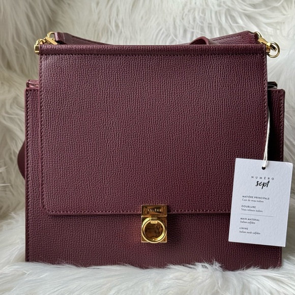 Polene Handbags - POLENE Numero Sept in Textured Bordeaux